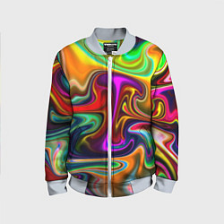 Бомбер детский Неоновые разводы, цвет: 3D-серый