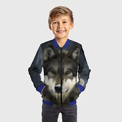 Бомбер детский Зимний волк, цвет: 3D-синий — фото 2