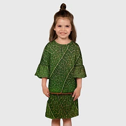 Платье клеш для девочки Листик, цвет: 3D-принт — фото 2