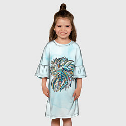 Платье клеш для девочки Расписная голова льва, цвет: 3D-принт — фото 2