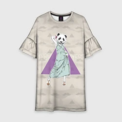 Платье клеш для девочки Panda Girl: yes yes?, цвет: 3D-принт