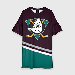 Платье клеш для девочки Anaheim Ducks, цвет: 3D-принт