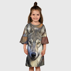 Платье клеш для девочки Улыбка волка, цвет: 3D-принт — фото 2
