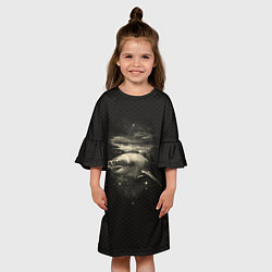 Платье клеш для девочки Cosmic Shark, цвет: 3D-принт — фото 2