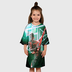 Платье клеш для девочки Iron Maiden: Rocker Robot, цвет: 3D-принт — фото 2