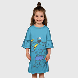 Платье клеш для девочки Коржик качок, цвет: 3D-принт — фото 2