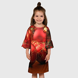 Платье клеш для девочки Красные украшения, цвет: 3D-принт — фото 2
