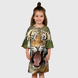 Платье клеш для девочки Удивленный тигр, цвет: 3D-принт — фото 2