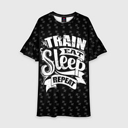 Платье клеш для девочки Train Eat Sleep Repeat, цвет: 3D-принт