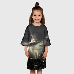 Платье клеш для девочки Гроза, цвет: 3D-принт — фото 2