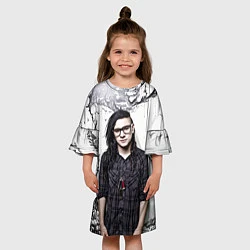 Платье клеш для девочки Skrillex Boy, цвет: 3D-принт — фото 2