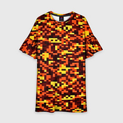 Детское платье Камуфляж пиксельный: оранжевый/желтый