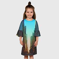 Платье клеш для девочки Street New York, цвет: 3D-принт — фото 2