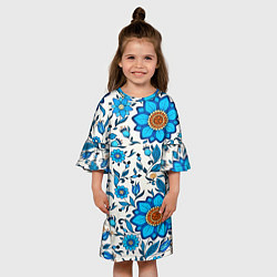Платье клеш для девочки Цветочный узор, цвет: 3D-принт — фото 2