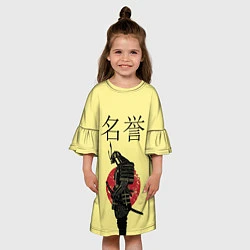 Платье клеш для девочки Японский самурай (честь), цвет: 3D-принт — фото 2
