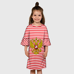 Платье клеш для девочки Тельняшка ВВ и герб РФ, цвет: 3D-принт — фото 2