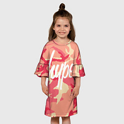 Платье клеш для девочки HYPE Оранжевый Камуфляж, цвет: 3D-принт — фото 2