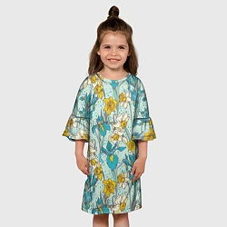 Платье клеш для девочки Цветущий ирис, цвет: 3D-принт — фото 2