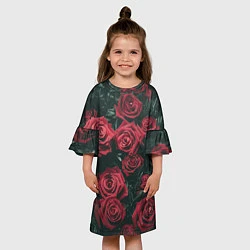 Платье клеш для девочки Бархатные розы, цвет: 3D-принт — фото 2