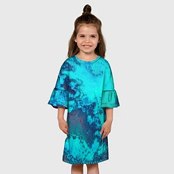 Платье клеш для девочки Лазурные текстуры, цвет: 3D-принт — фото 2