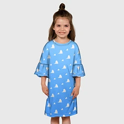 Платье клеш для девочки Летние облака, цвет: 3D-принт — фото 2