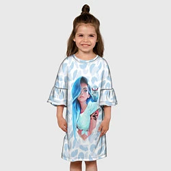 Платье клеш для девочки Девушка с совой, цвет: 3D-принт — фото 2