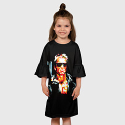 Платье клеш для девочки Terminator with a pistol, цвет: 3D-принт — фото 2