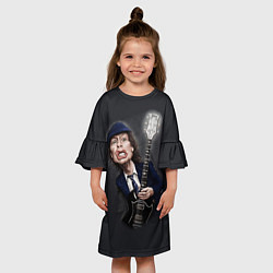 Платье клеш для девочки AC/DC: Guitarist, цвет: 3D-принт — фото 2