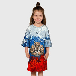 Платье клеш для девочки Бык триколор, цвет: 3D-принт — фото 2