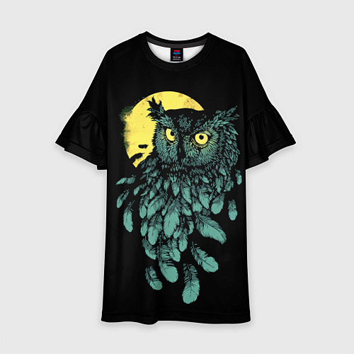 Детское платье Филин - светящиеся глаза / 3D-принт – фото 1