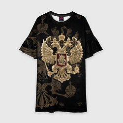 Платье клеш для девочки Золотой Герб России, цвет: 3D-принт
