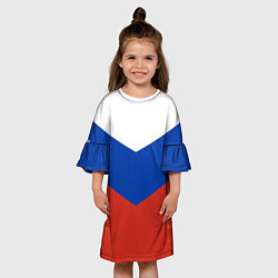 Платье клеш для девочки Российский триколор, цвет: 3D-принт — фото 2