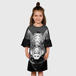 Платье клеш для девочки Дикий кабан 2019, цвет: 3D-принт — фото 2