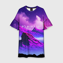 Платье клеш для девочки No Man's Sky: Neon Mountains, цвет: 3D-принт