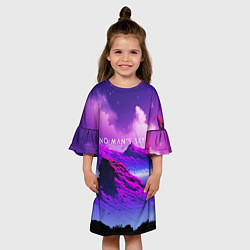 Платье клеш для девочки No Man's Sky: Neon Mountains, цвет: 3D-принт — фото 2