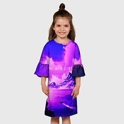 Платье клеш для девочки No Man's Sky: Purple Mountains, цвет: 3D-принт — фото 2
