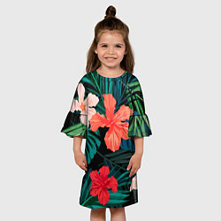 Платье клеш для девочки Тропический мотив, цвет: 3D-принт — фото 2