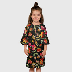 Платье клеш для девочки Полевые цветы, цвет: 3D-принт — фото 2