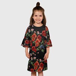 Платье клеш для девочки Цветущие маки, цвет: 3D-принт — фото 2