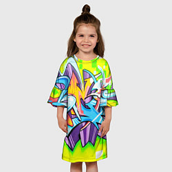 Платье клеш для девочки Неоновая кислота, цвет: 3D-принт — фото 2