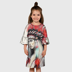 Платье клеш для девочки Индейская девушка, цвет: 3D-принт — фото 2