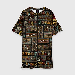 Платье клеш для девочки Этнический орнамент - Африка, цвет: 3D-принт