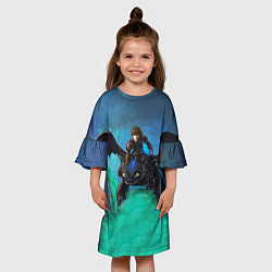 Платье клеш для девочки Как приручить дракона, цвет: 3D-принт — фото 2