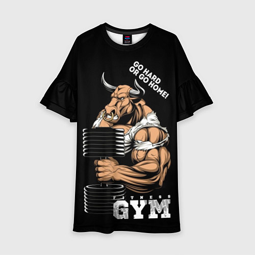 Детское платье Go heavy or go home - bull / 3D-принт – фото 1