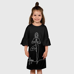 Платье клеш для девочки Йога - линейный рисунок, цвет: 3D-принт — фото 2