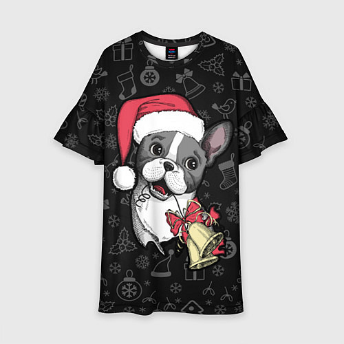Детское платье Merry Christmas - french bulldog / 3D-принт – фото 1