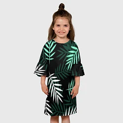 Платье клеш для девочки Листья пальмы, цвет: 3D-принт — фото 2