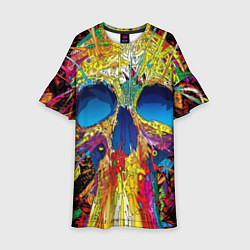 Платье клеш для девочки Художественный череп, цвет: 3D-принт