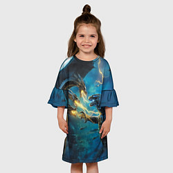 Платье клеш для девочки Godzilla Rage, цвет: 3D-принт — фото 2