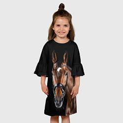 Платье клеш для девочки Гнедая красивая лошадь, цвет: 3D-принт — фото 2